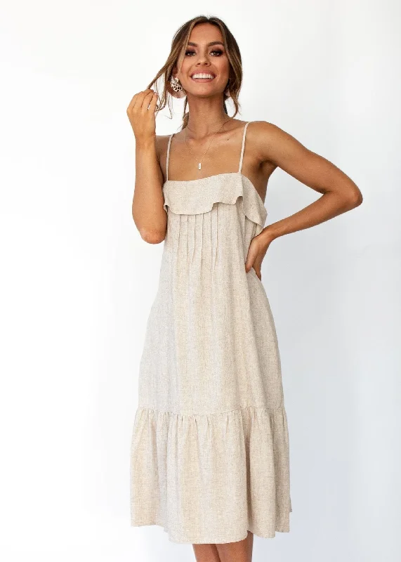 Head In The Clouds Midi Dress - Natural Birthday midi dresses