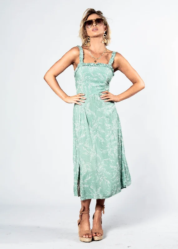 Katia Midi Dress - Sage Floral Vacation midi dresses