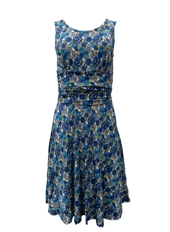 Leota Women's Blue Compass Rose A-Line Stretchy Midi Dress #1001 NWT Summer midi dresses