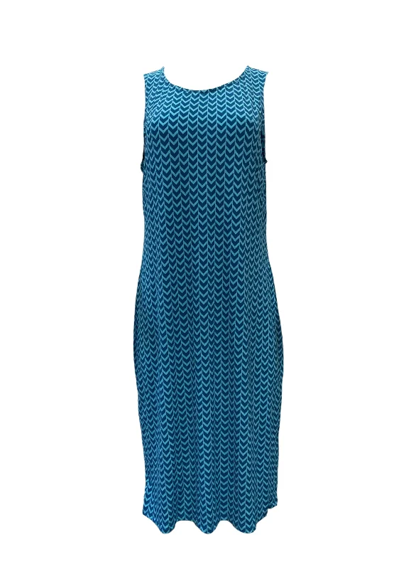 Leota Women's Blue Hilary Mykonos Streight Stretchy Midi Dress #2636 NWT Party midi dresses