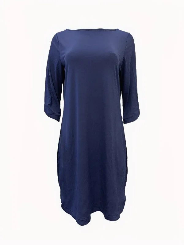 Leota Women's Blue Tulip Sleeve Streight Stretchy Midi Dress #2891 NWT Casual midi dresses