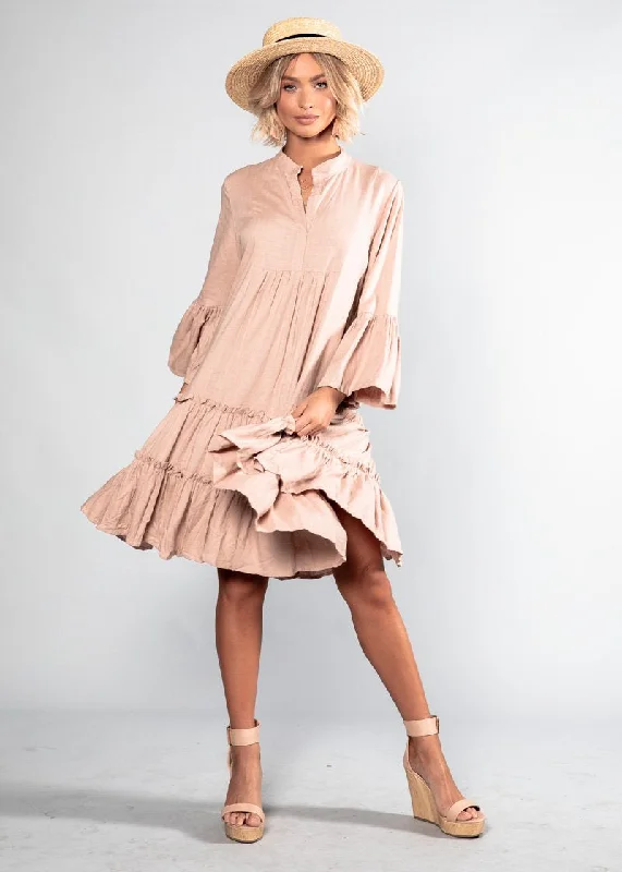 Outlier Linen Tunic Midi Dress - Blush Comfortable midi dresses for everyday wear