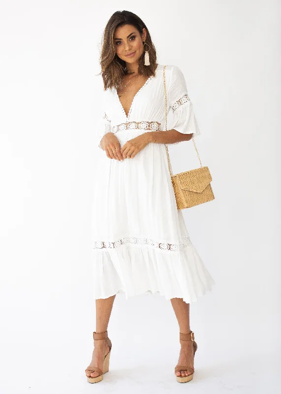 Radiate Midi Dress - White Fashion-forward midi dresses