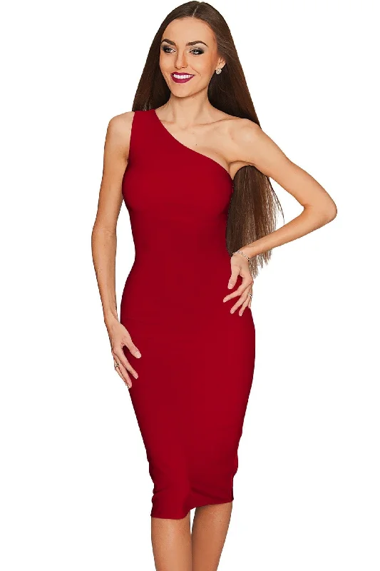 Ruby Red Layla One-Shoulder Sexy Midi Knit Dress - Women Revolve midi dresses