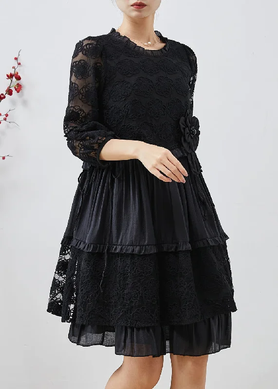 Unique Black Embroidered Floral Tulle Mid Dresses Summer AP1067 Corset floral dresses