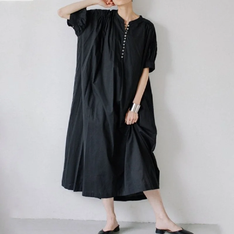 2022 Summer  Solid Color Casual Simplicity Japanese Style Women's Dress Round Neck Puff Sleeve Korean  Temperament Sequin unclassified dresses