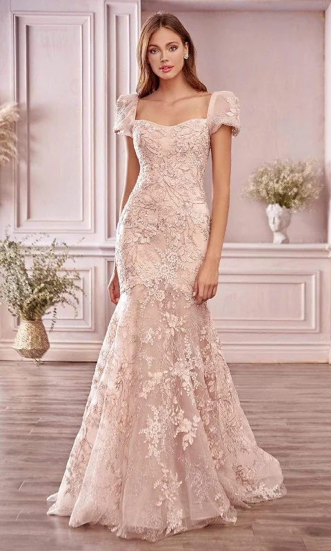 Andrea and Leo A1025 - Embroidered Puff Sleeve Prom Gown Wrap unclassified dresses