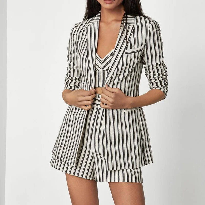 BCBGMaxAzria Cotton Linen Striped Blazer Boho unclassified dresses