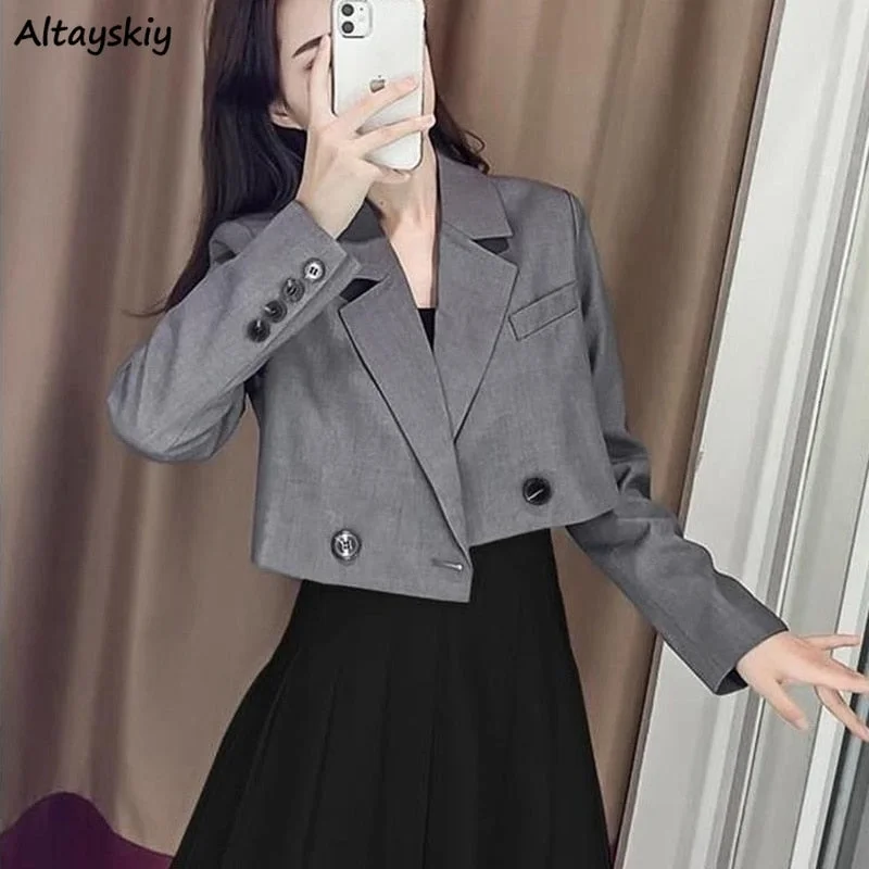 Blazers Women 3 Colors Cropped Outwear Casual Korean Style Spring Design Female All-match Chic Solid Button Popular Ins Best-selling unclassified dresses