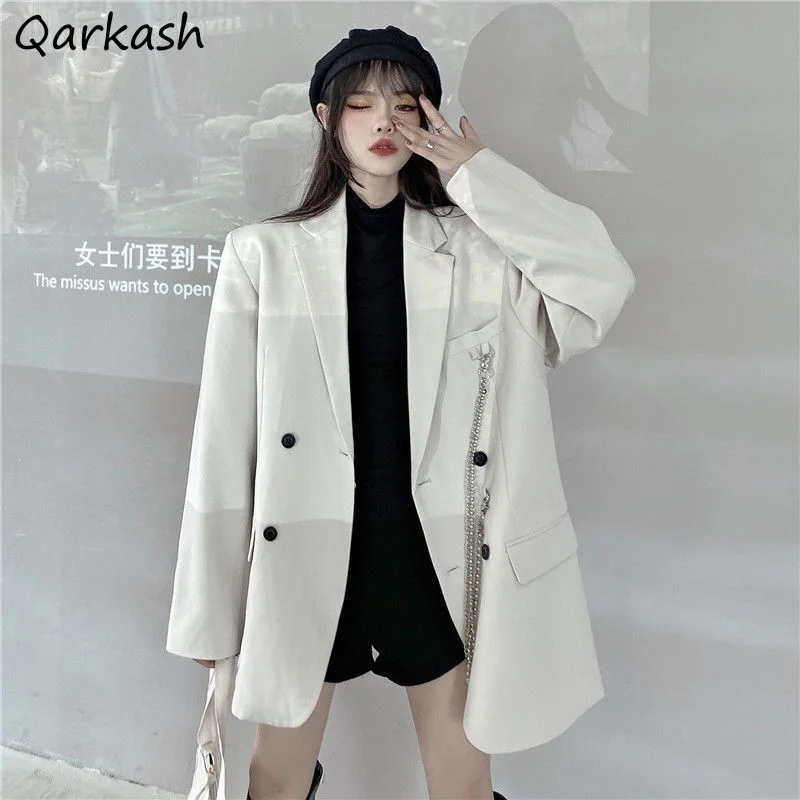 Blazers Women Loose Thin Double Breasted Office Lady Popular Street Style Casual Pockets Simple Spring BF Cozy Notched Outerwear Ruched unclassified dresses