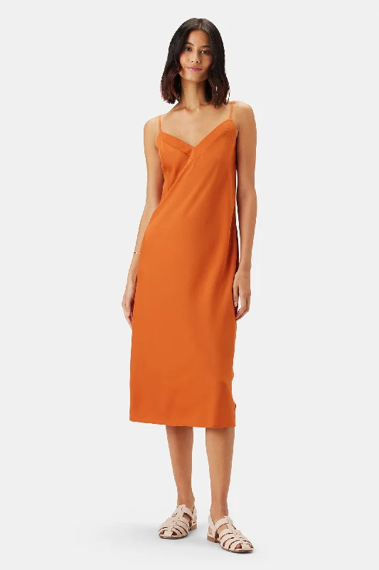 Briana Washable Silk Dress - Sunset Orange Velvet unclassified dresses