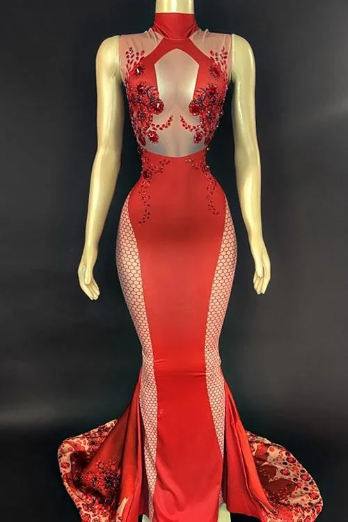 Camilla Red 3D Print Dress (Ready To Ship) Denim unclassified dresses