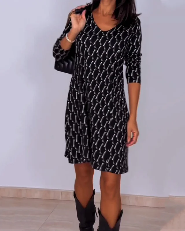 Diamond print v-neck dress Wrap unclassified dresses