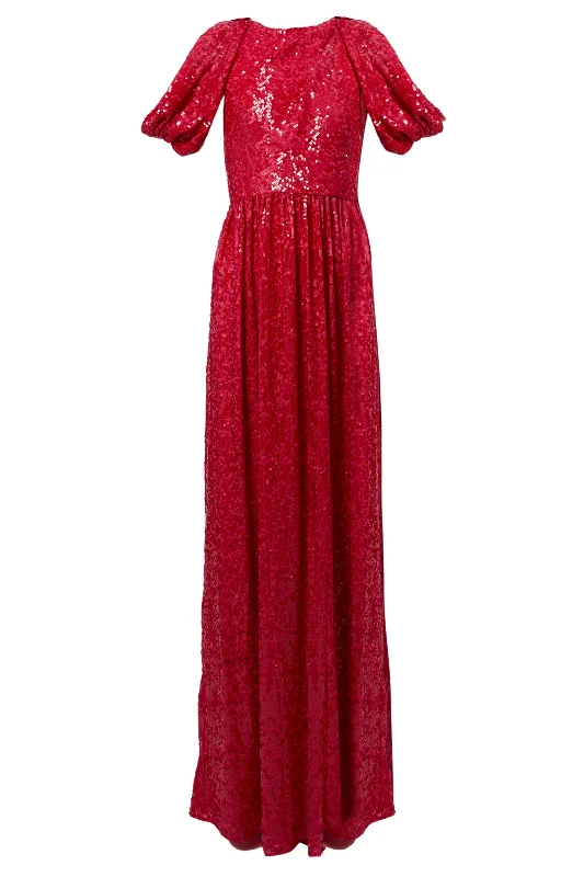 Drape Shoulder Detail Gown Fuschia Cotton unclassified dresses