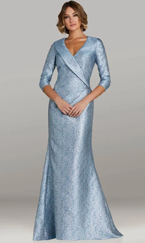 Feriani Couture 18439 - Quarter Sleeve Textured Evening Gown Minimalist unclassified dresses