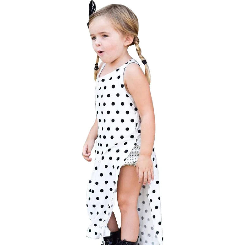 Girls dress white black dot Toddler Kids Baby Girls Dot High Slits Beach Dress Sundress Outfits Clothes Summer dresses girls Discounted unclassified dresses