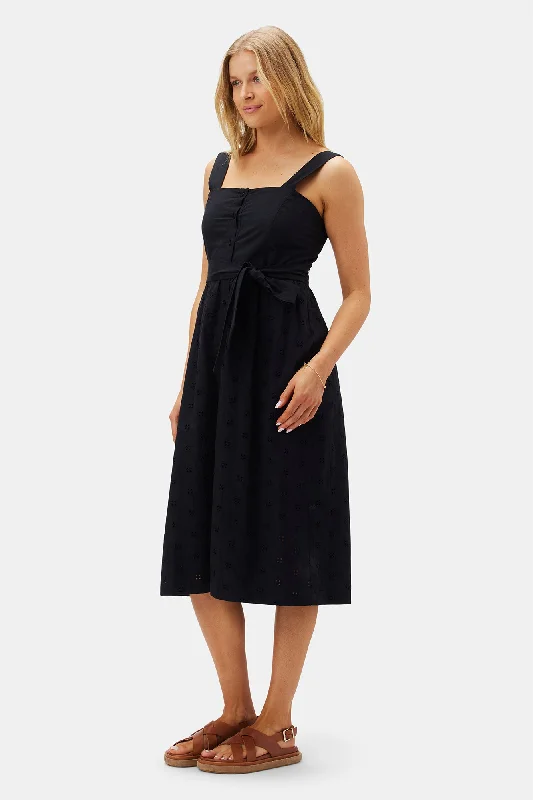 Irene Organic Cotton Eyelet Dress - Black Breathable unclassified dresses