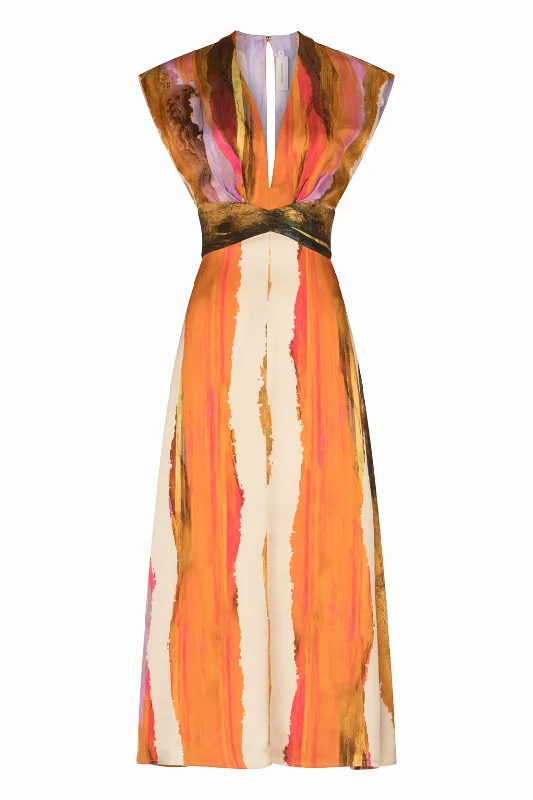 Ivanova Dress | Orange Orchid Abstract Breathable unclassified dresses