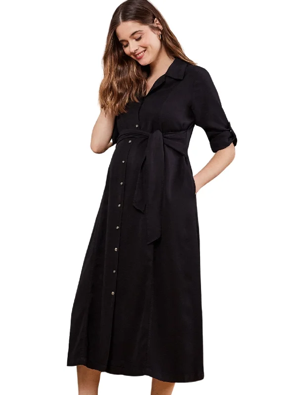 Kelsy Maternity Dress with Tencel - Black Plus size unclassified dresses