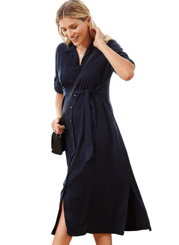 Kelsy Maternity Dress with Tencel - Navy Wrap unclassified dresses