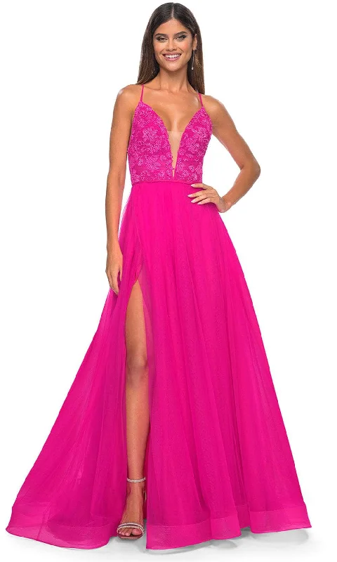 La Femme 32059 - Beaded Applique Prom Dress Knitted unclassified dresses