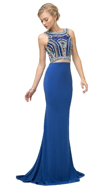 Ladivine CK39 - Two-Piece Halter Trumpet Prom Dress Cocktail unclassified dresses