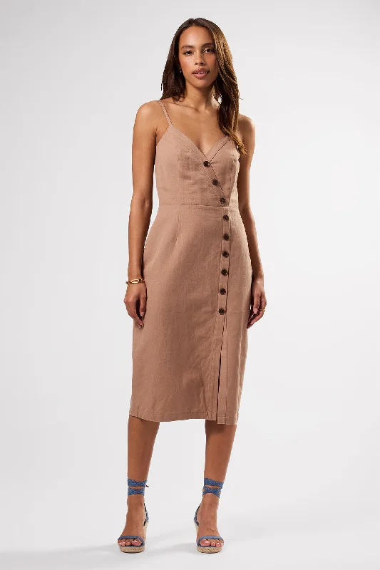 Lila Cotton Linen Dress - Sand Flowy unclassified dresses