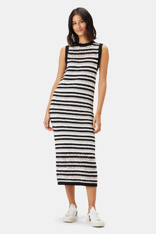 Louise Crochet Dress - Black White Multi Stripe Beach unclassified dresses