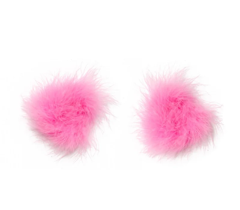 Love in Leather Burlesque Series Round Marabou Fluff Reusable Nipple Pasties Baby Pink Fluffy Pasties Trendy unclassified dresses