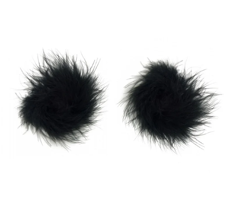 Love in Leather Burlesque Series Round Marabou Fluff Reusable Nipple Pasties Black Fluffy Pasties Sexy unclassified dresses