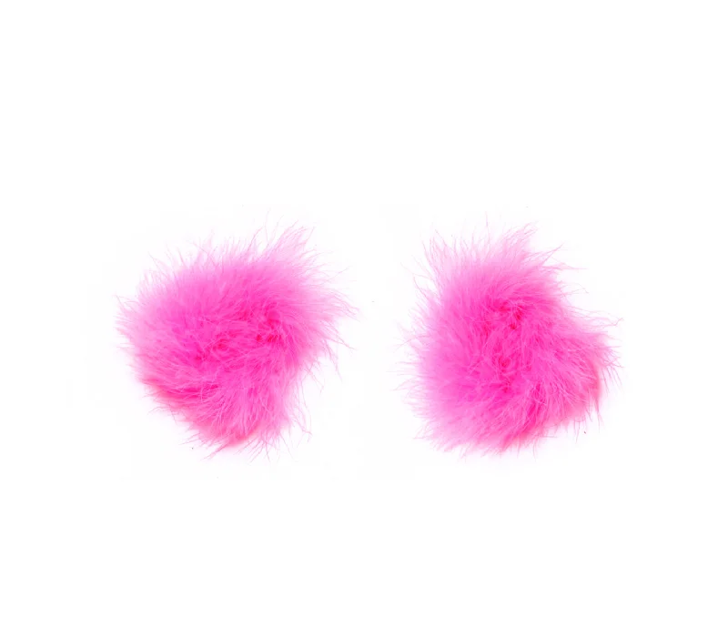 Love in Leather Burlesque Series Round Marabou Fluff Reusable Nipple Pasties Pink Fluffy Pasties Stylish unclassified dresses