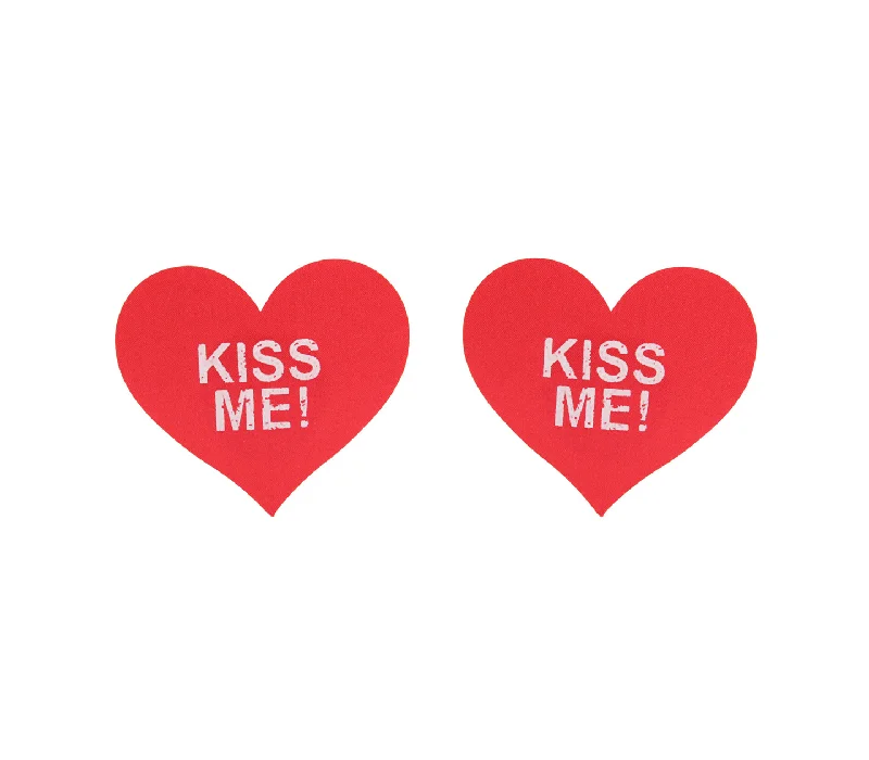 Love in Leather KISS ME Heart Reusable Nipple Pasties Long sleeve unclassified dresses