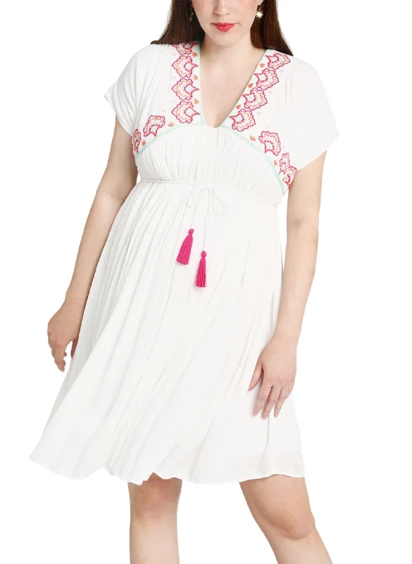 Maternity & Nursing Dress House of Colours in White Ruched unclassified dresses