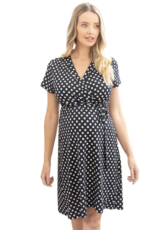 Maternity & Nursing Wrap Dress in Polka Dots Polka dot unclassified dresses