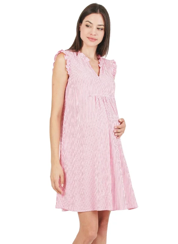 Maternity & Nursing Striped Dress with Ruffles High-low unclassified dresses