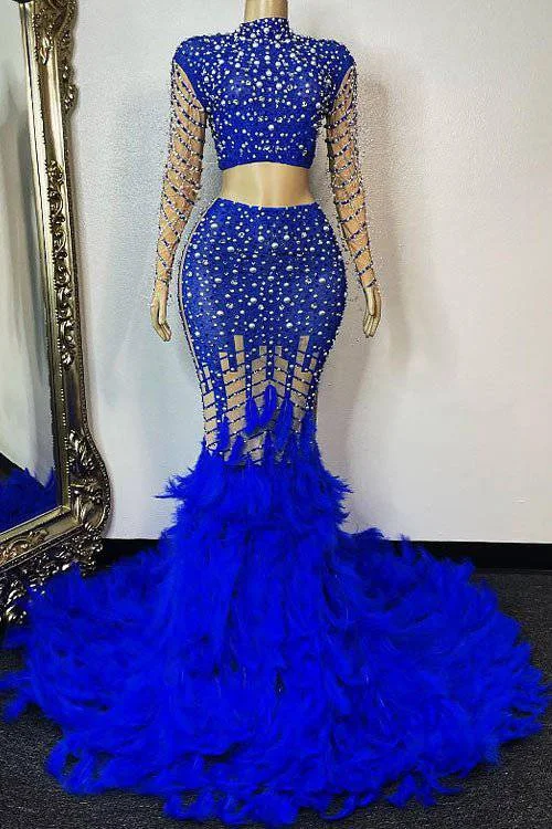 Peacock Blue Feather Set (Ready To Ship) High-low unclassified dresses