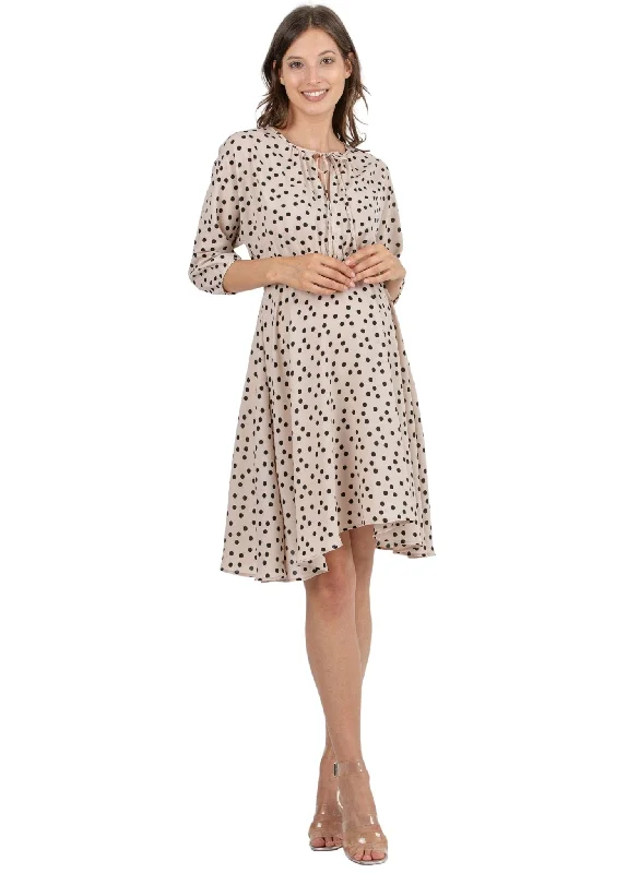 Polka Dot Maternity & Nursing Dress in Crepe - Off White Festival unclassified dresses