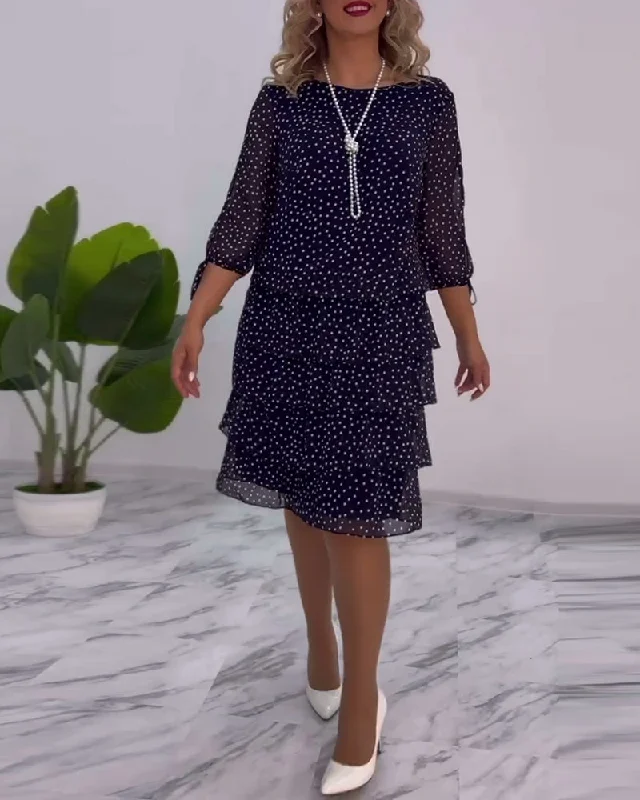 Polka dot print layered elegant dress Wrap unclassified dresses