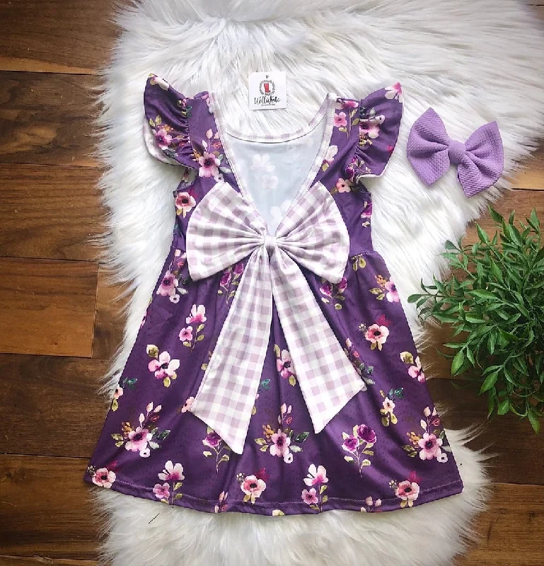 Purple Bow Back Dress Knitted unclassified dresses