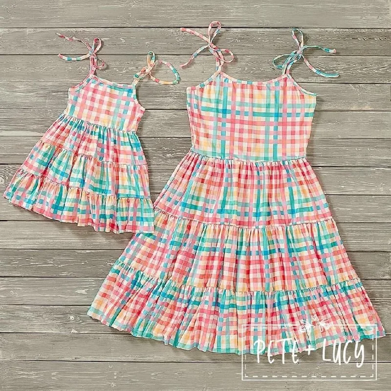 Rainbow Plaid Sundress Lace unclassified dresses