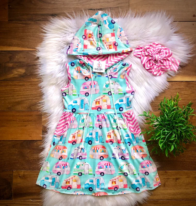 Retro Camper Hooded Dress Everyday wear unclassified dresses