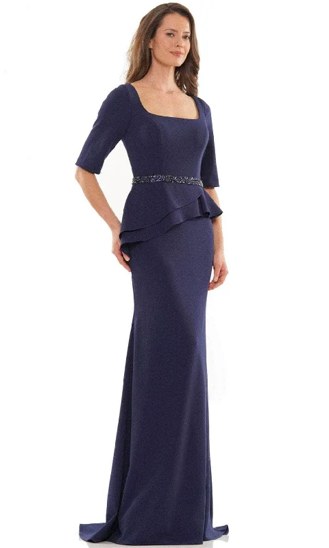 Rina Di Montella RD2761 - Square Neck Peplum Column Gown Designer unclassified dresses