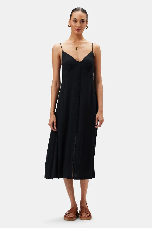 Sara Viscose Crepe Slip Dress - Black Tulle unclassified dresses