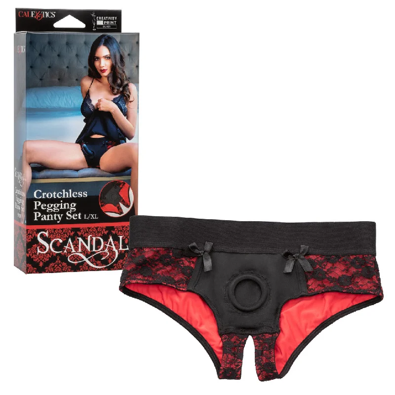 Scandal CROTCHLESS PEGGING PANTY SET includes DILDO Large / Extra Large Fashionable unclassified dresses