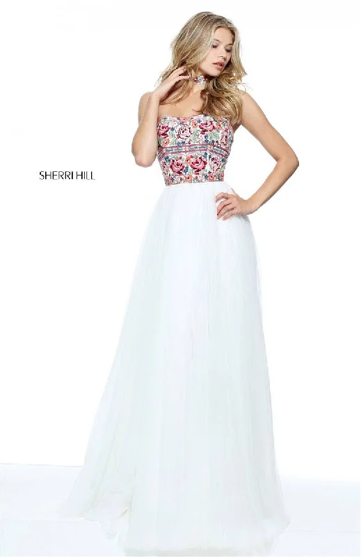 Sherri Hill 50873 (ONLY SIZE 2 IVORY MULTI) Ruched unclassified dresses