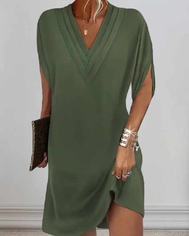 Slit sleeve solid color elegant dress High-end unclassified dresses