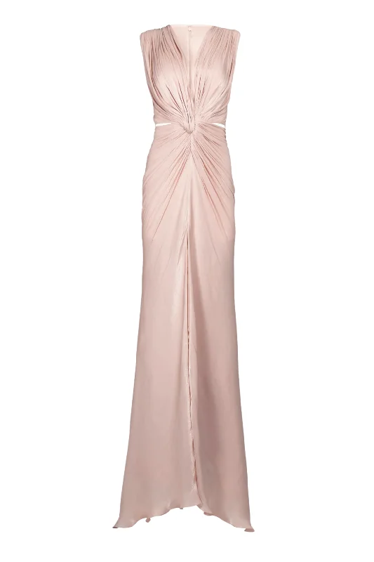 Tessa Lurex Georgette Bias Cut Gown | Vintage Rose Long unclassified dresses