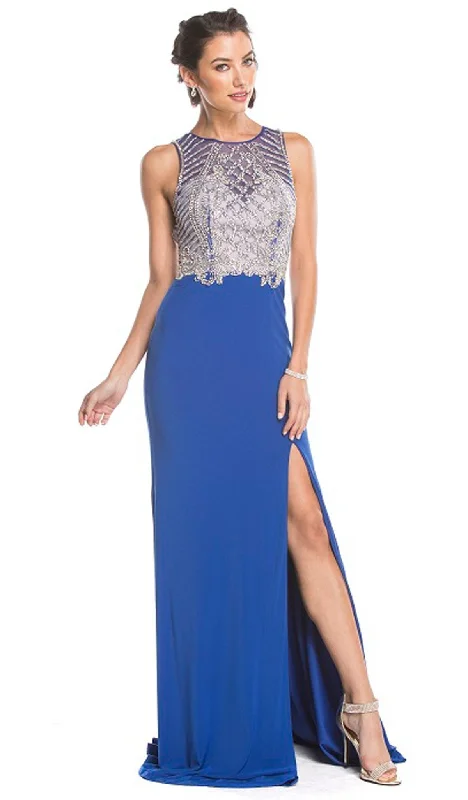 Trevi Collection - Embellished Sheath Evening Dress Sleeveless unclassified dresses