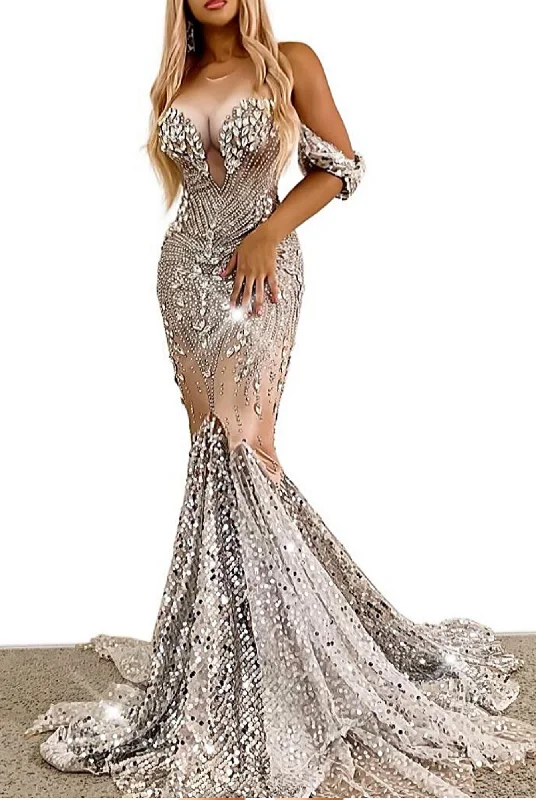 Valerie 3D cleavage diamante Dress Metallic unclassified dresses