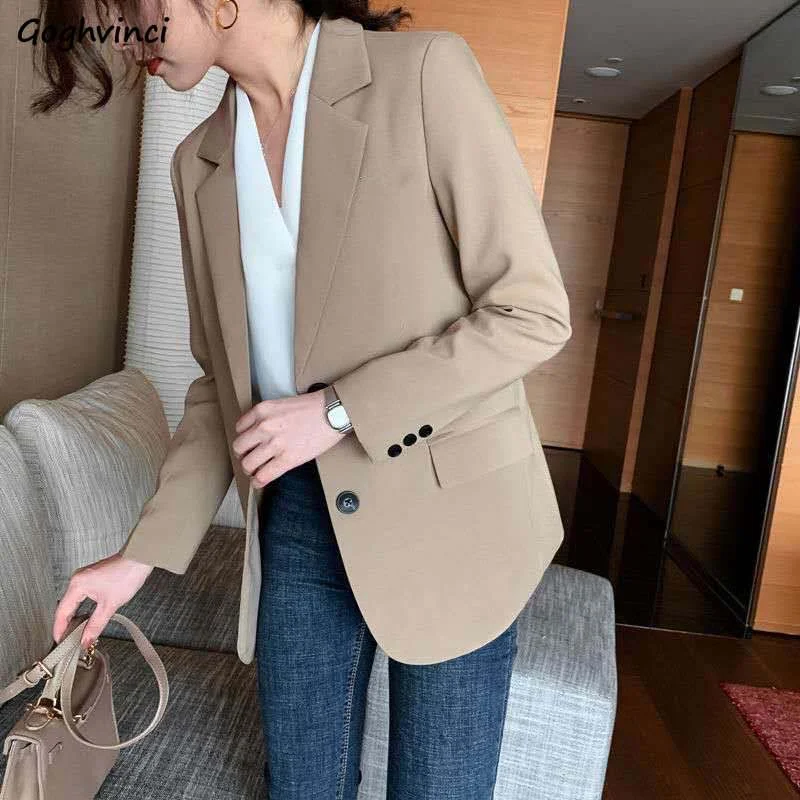 Women Blazers Solid Notched Single Breasted Slim Ulzzang Daily All-match Classic Elegant Womens Casual Streetwear Harajuku Chic Bodycon unclassified dresses